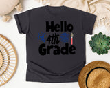 Hello 4th Grade Backpack graphic tee in Graphite