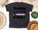Teaching Is A Work Of Heart Pencil graphic tee in Graphite