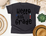 Hello 5th Grade Backpack Bulb graphic tee in Graphite