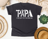 Papa If He Can't Fix It No One Can White graphic tee in Graphite