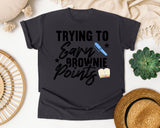 Trying To Earn Brownie Points graphic tee in Graphite