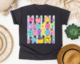 Kindergarten Crayons Smiley graphic tee in Graphite