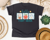Hello First Grade Frames graphic tee in Graphite