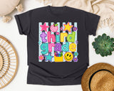 Third Grade Crayons Smiley graphic tee in Graphite