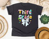 Third Grade Paper Bow graphic tee in Graphite