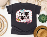 Third Grade Scallop Bow graphic tee in Graphite