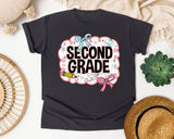 Second Grade Scallop Bow graphic tee in Graphite