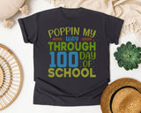 Poppin My Way Through 100 Days Of School Grey graphic tee in Graphite