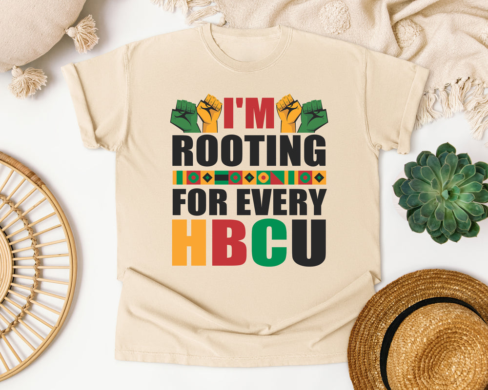 Rooting For Every HBCU graphic tee in Ivory Comfort Colors 1717
