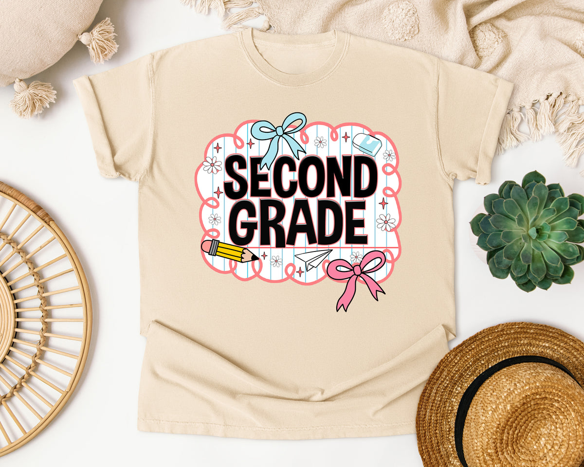 Second Grade Scallop Bow graphic tee in Ivory