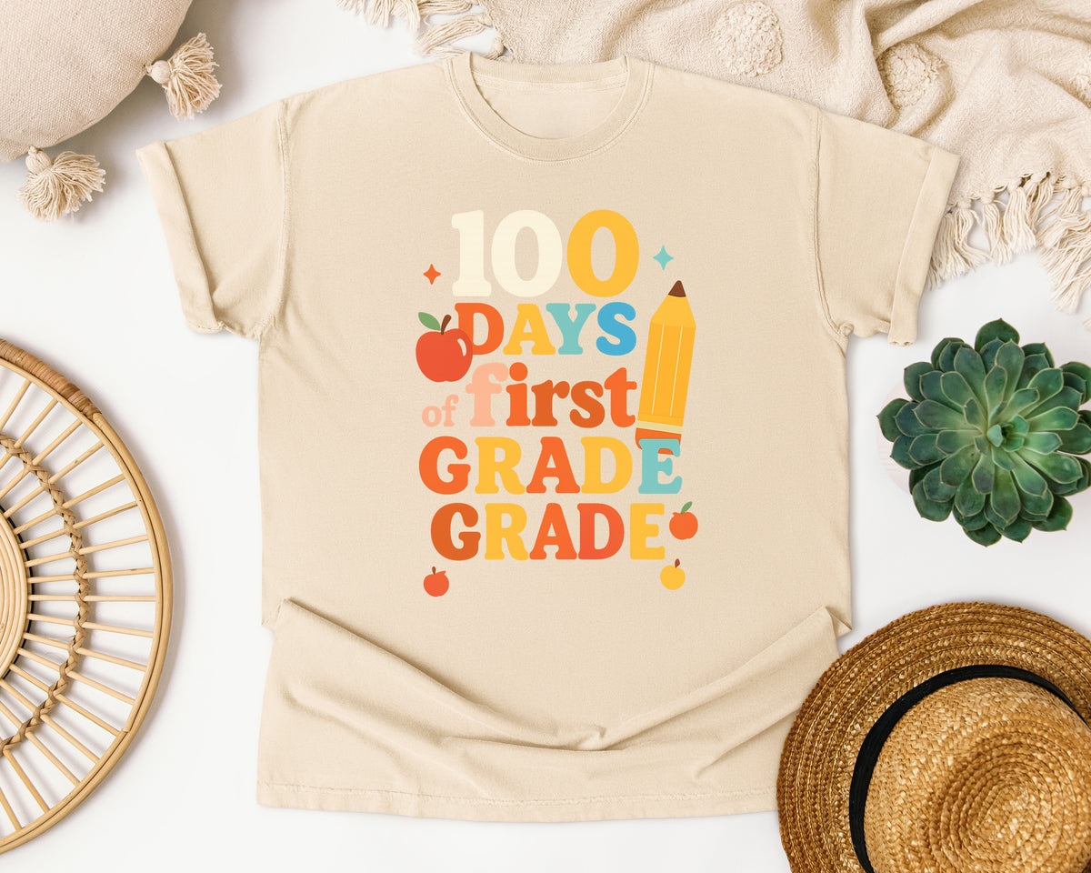 100 Days Of First Grade graphic tee in Ivory