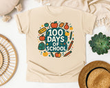 100 Days Of School Supplies Circle graphic tee in Ivory