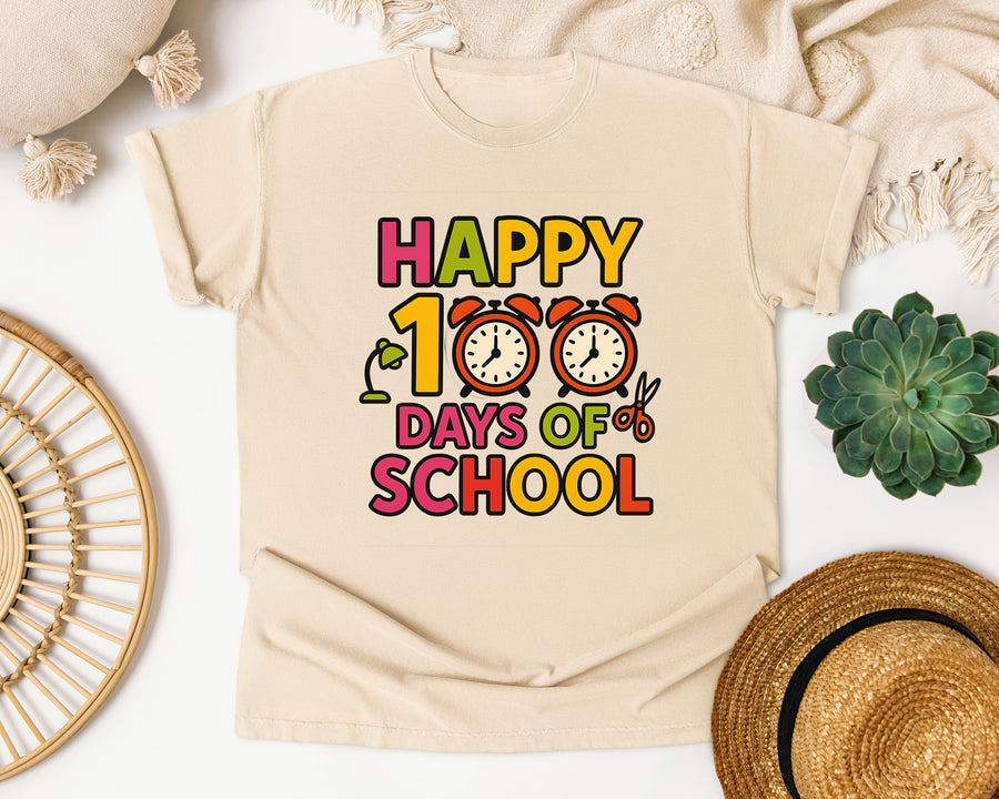 Happy 100 Days Of School Scissors graphic tee in Ivory