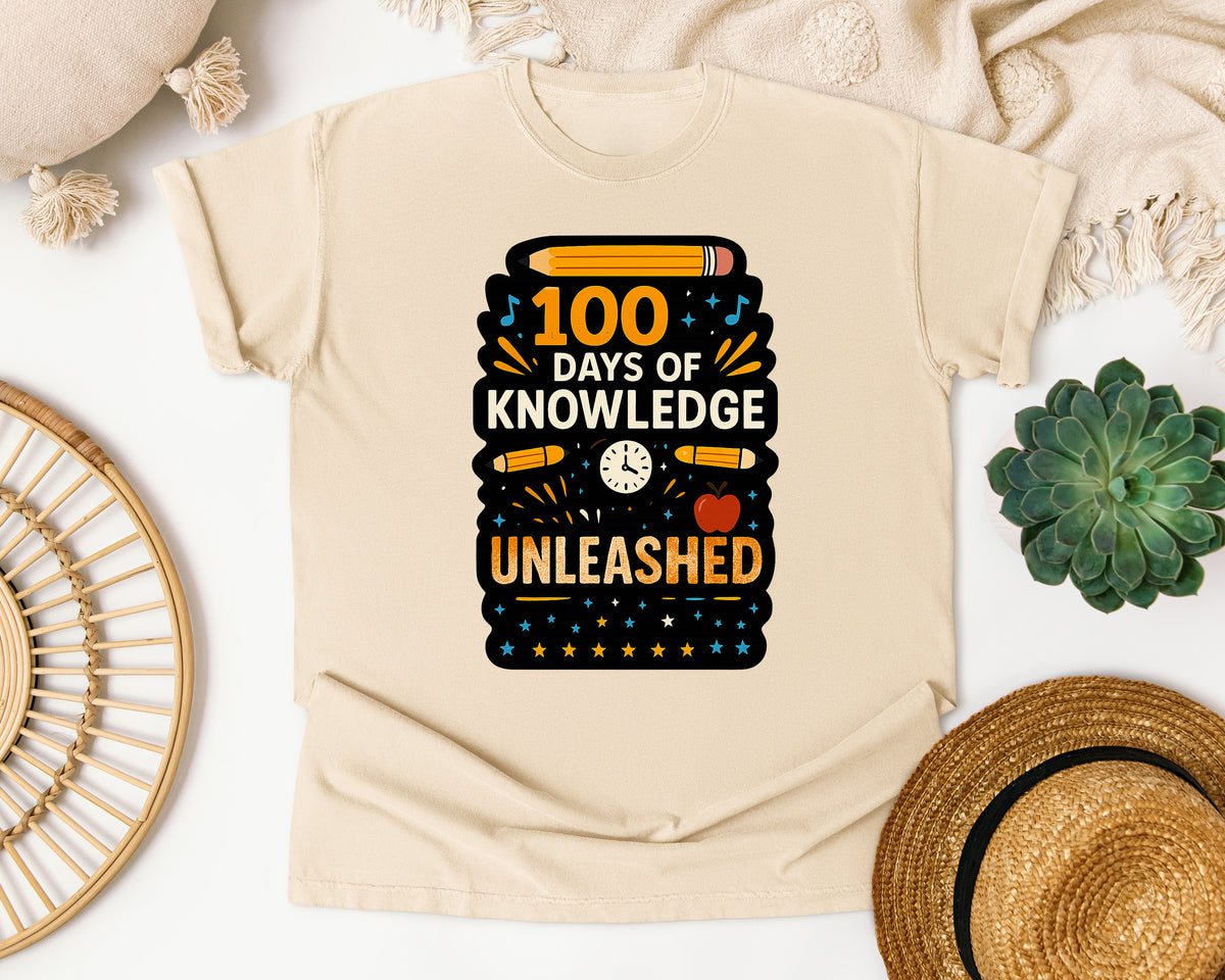 100 Days Of Knowledge Unleashed graphic tee in Ivory