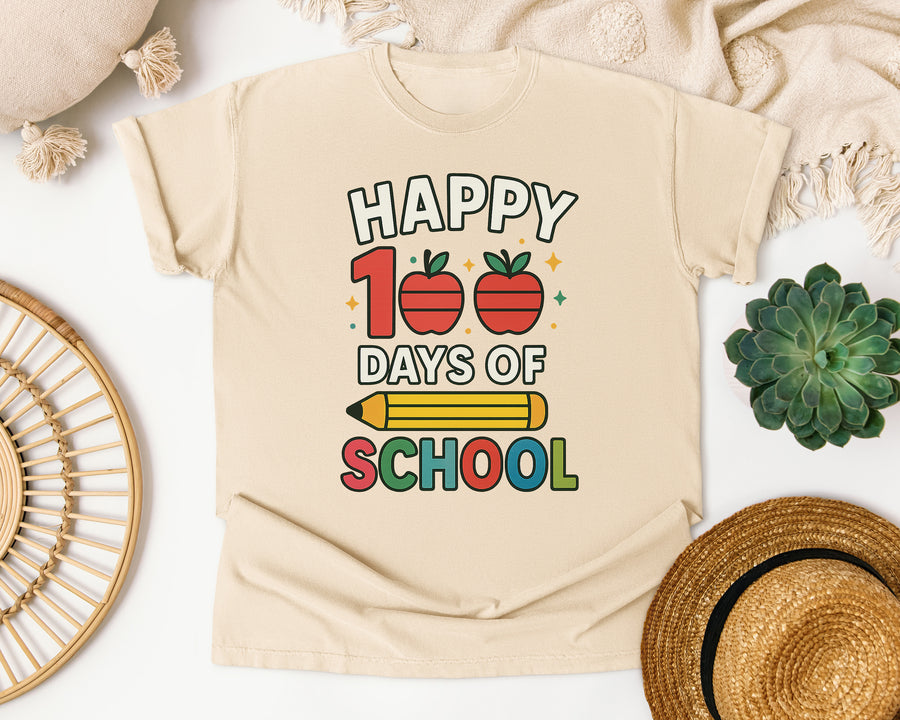 Happy 100 Days Of School Apples graphic tee in Ivory