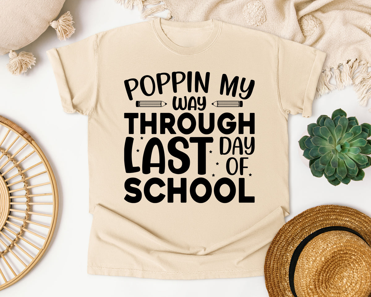 Poppin My Way Through Last Day Of School White graphic tee in Ivory