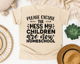 Please Excuse The Mess My Children Are Now Homeschool graphic tee in Ivory