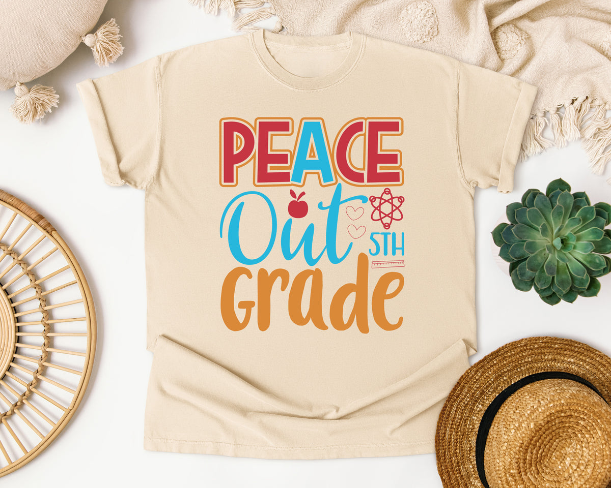Peace Out 5th Grade Orange graphic tee in Ivory