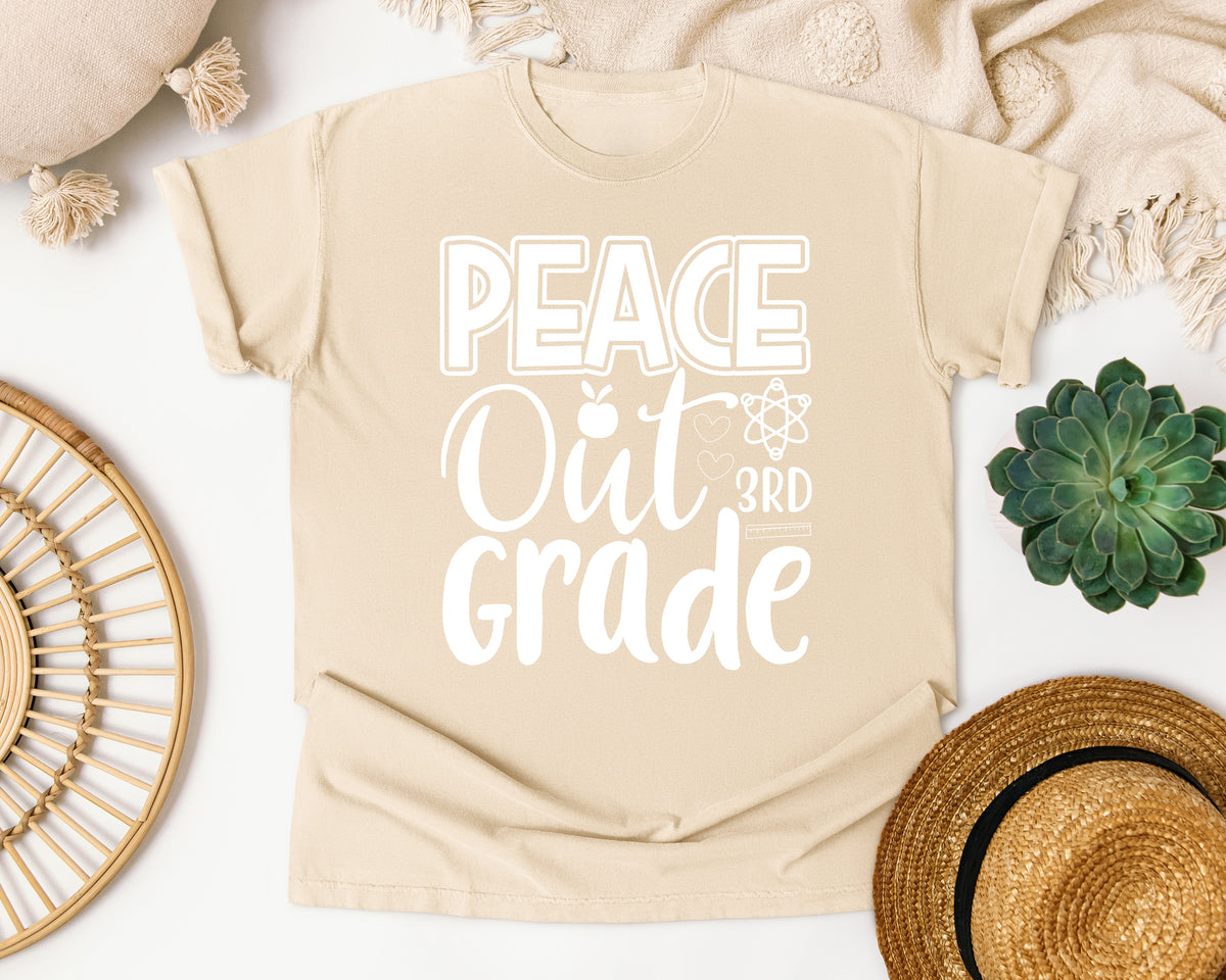 Peace Out 3rd Grade White graphic tee in Ivory
