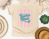 Teacher Mode Off Stripes graphic tee in Ivory