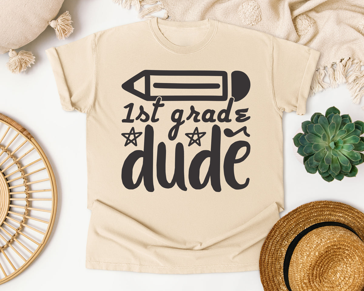 1st Grade Dude White graphic tee in Ivory