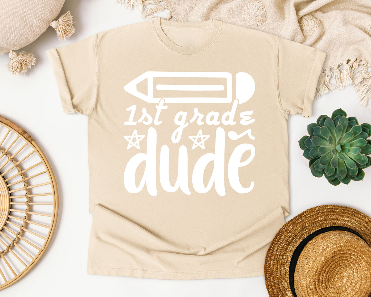 1st Grade Dude White 2 graphic tee in Ivory