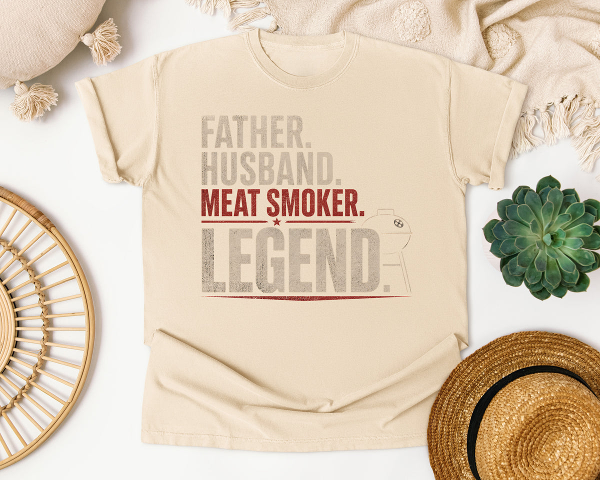 Father Husband Meat Smoker Legend Pink graphic tee in Ivory