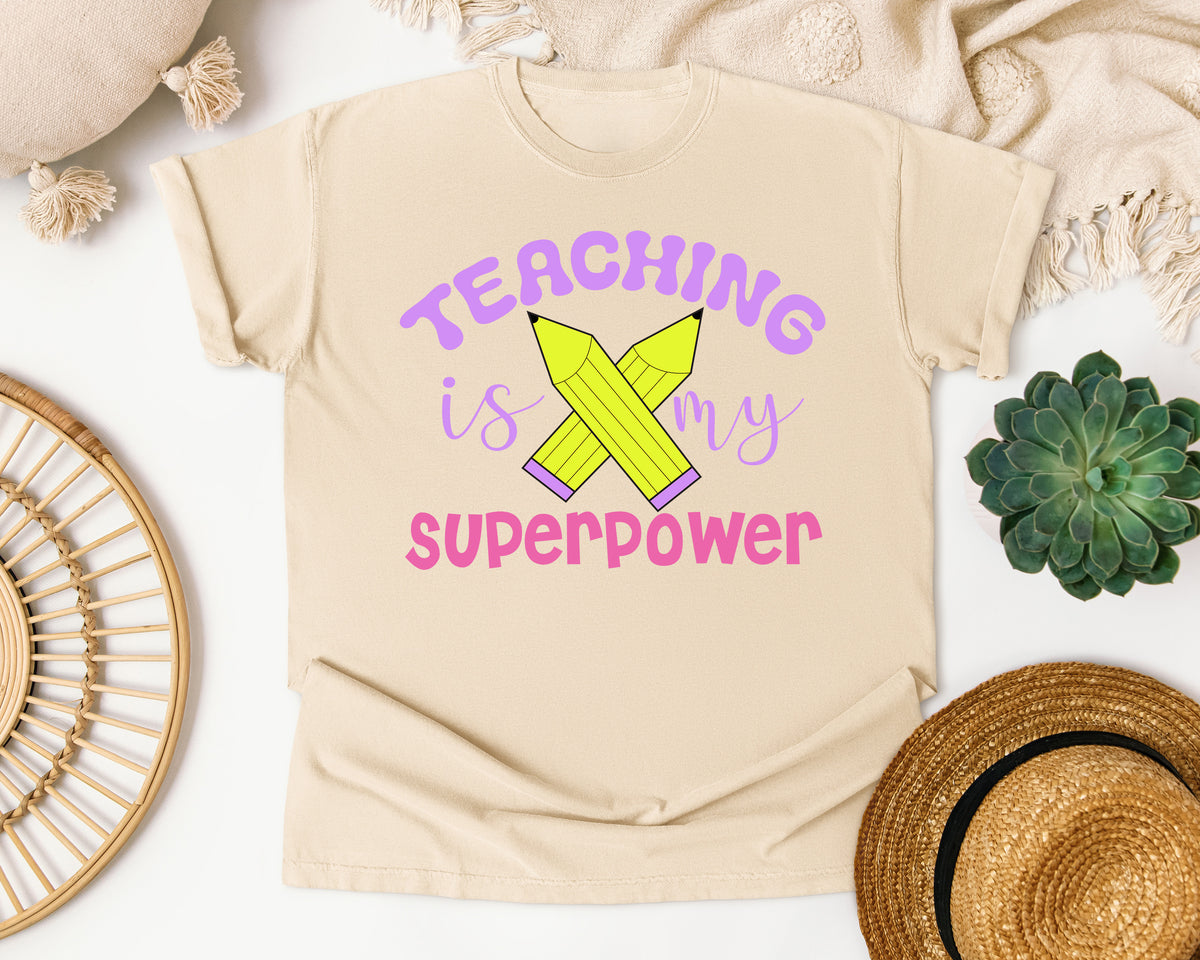 Teaching Is My Superpower graphic tee in Ivory
