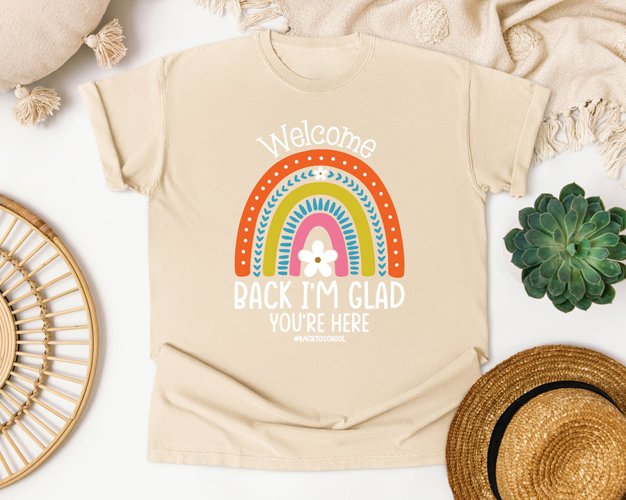 Welcome Back I'm Glad You're Here graphic tee in Ivory