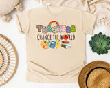 Teachers Change The World graphic tee in Ivory