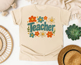 Teacher Floral Stitch Graphic Tee graphic tee in Ivory