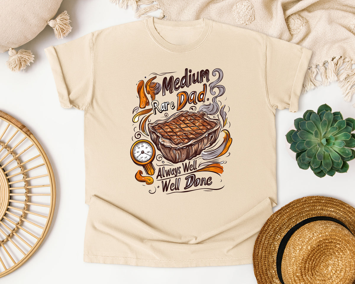 Medium Rare Dad Always Well Done Grey graphic tee in Ivory
