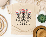 Three Dancing Patriotic Skeletons graphic tee in Ivory