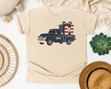 Patriotic Truck With Gifts graphic tee in Ivory