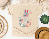 Skeleton With Uncle Sam Hat graphic tee in Ivory