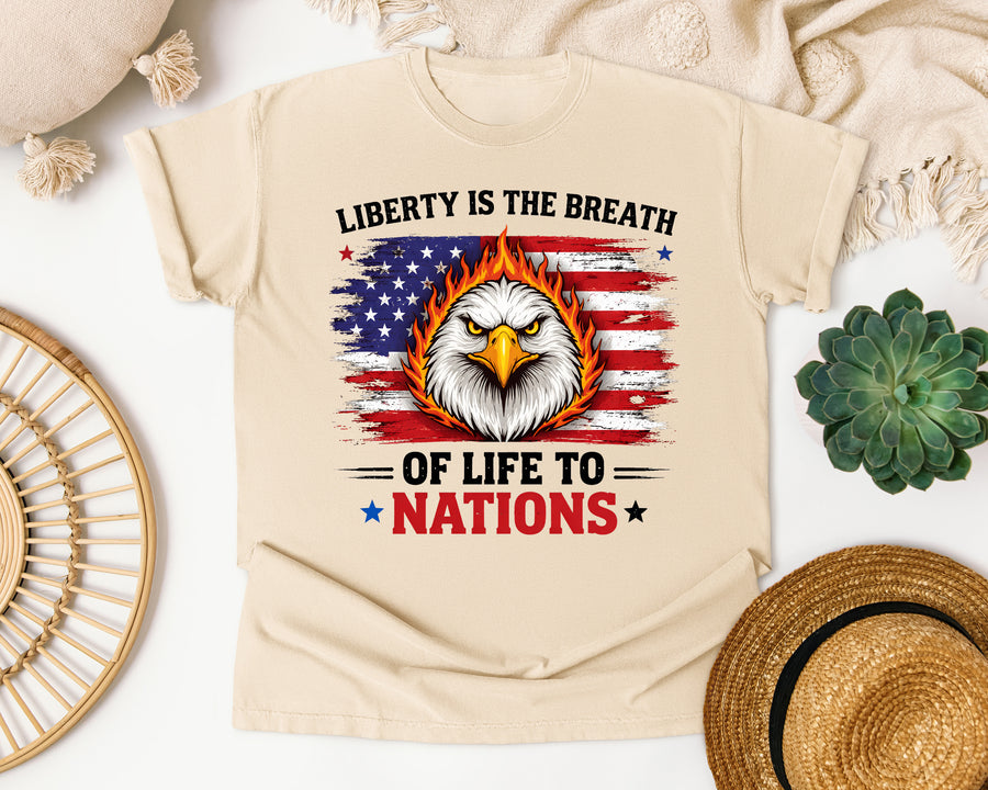 Liberty Is The Breath Of Life To Nations Grey graphic tee in Ivory