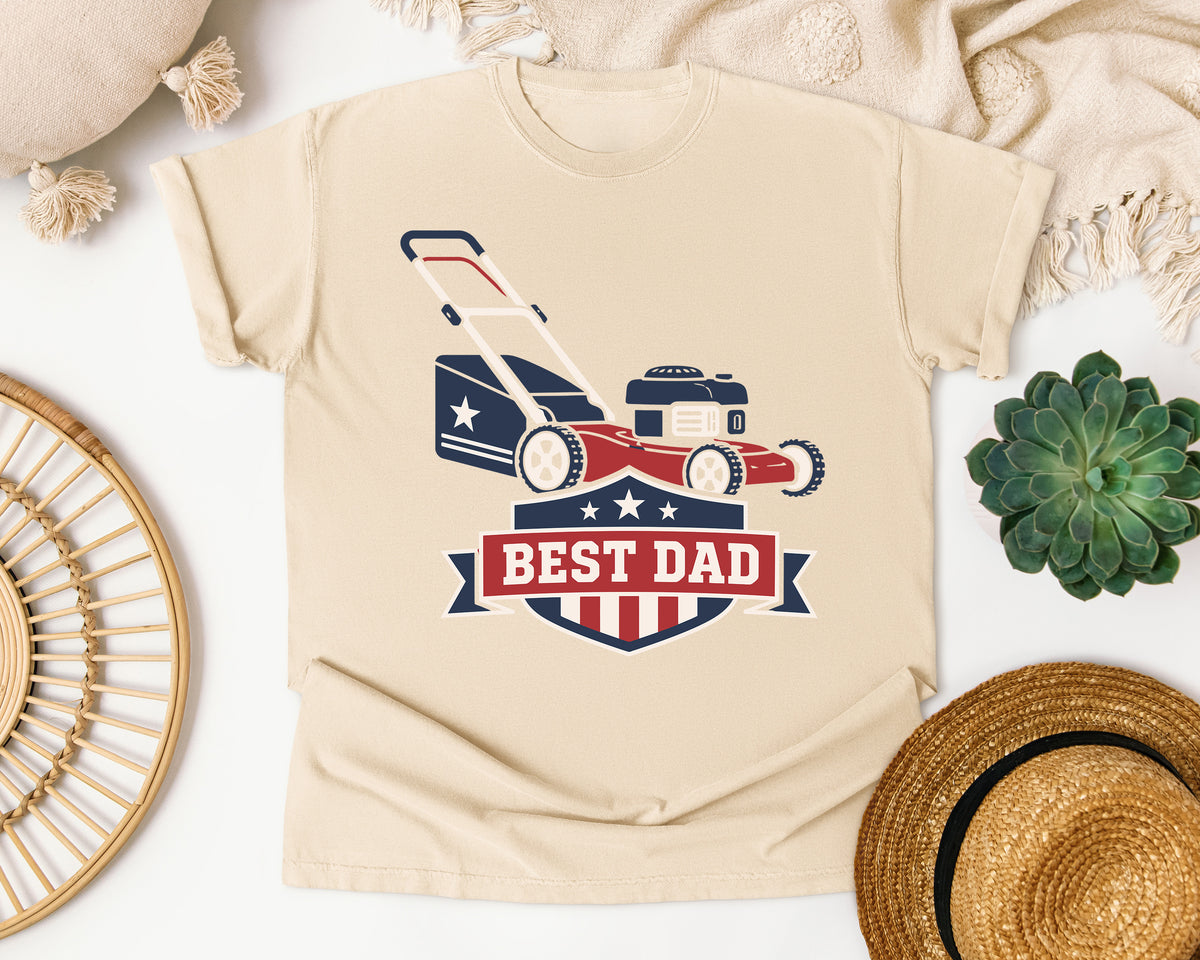 Best Dad Lawn Mower graphic tee in Ivory
