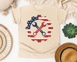 Patriotic Gear And Wrenches graphic tee in Ivory