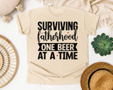 Surviving Fatherhood One Beer At A Time White graphic tee in Ivory