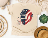 Patriotic Welding Helmet graphic tee in Ivory