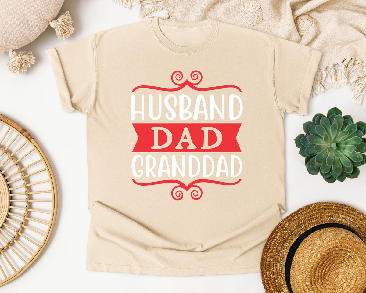 Husband Dad Granddad Red 2 graphic tee in Ivory