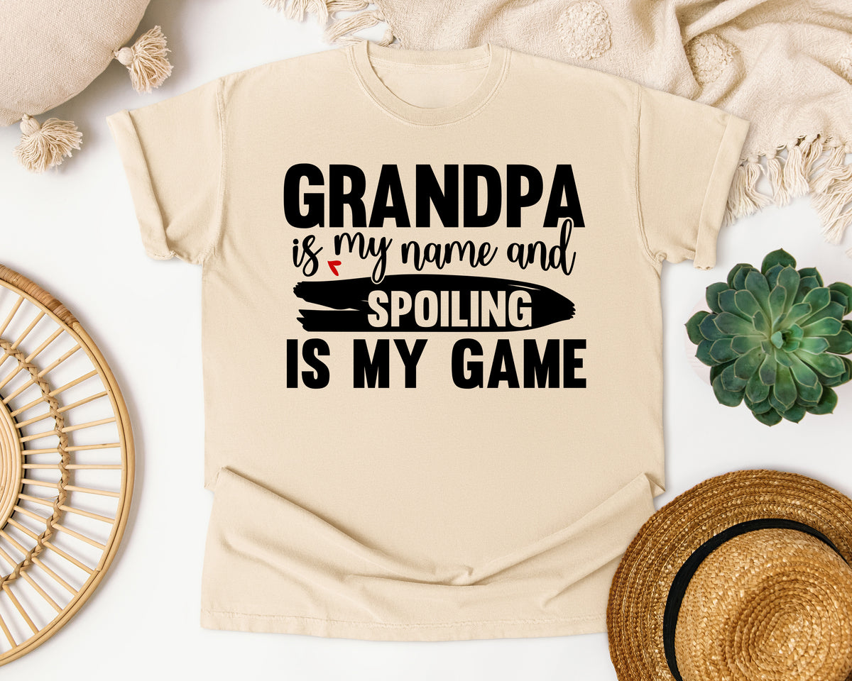 Grandpa Is My Name And Spoiling Is My Game graphic tee in Ivory