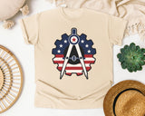 Patriotic Compass Gear Emblem Navy graphic tee in Ivory