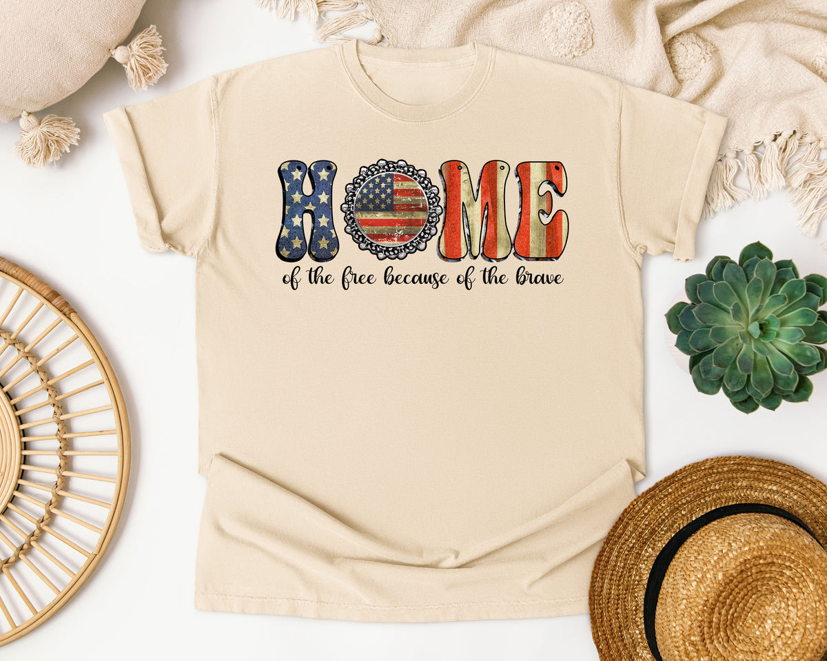 Home Of The Free Because Of The Brave graphic tee in Ivory