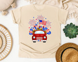 Patriotic Truck Fireworks graphic tee in Ivory