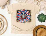 Patriotic Skeleton Sunflower graphic tee in Ivory