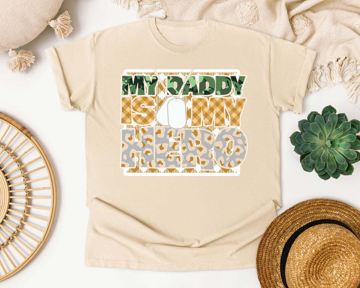 My Daddy Is My Hero White graphic tee in Ivory