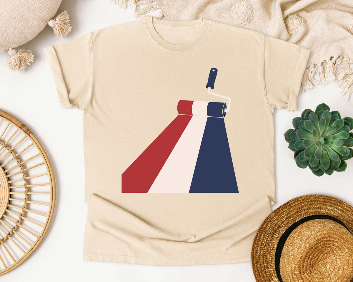 Patriotic Paint Roller graphic tee in Ivory