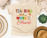Teaching Is A Work Of Heart graphic tee in Ivory