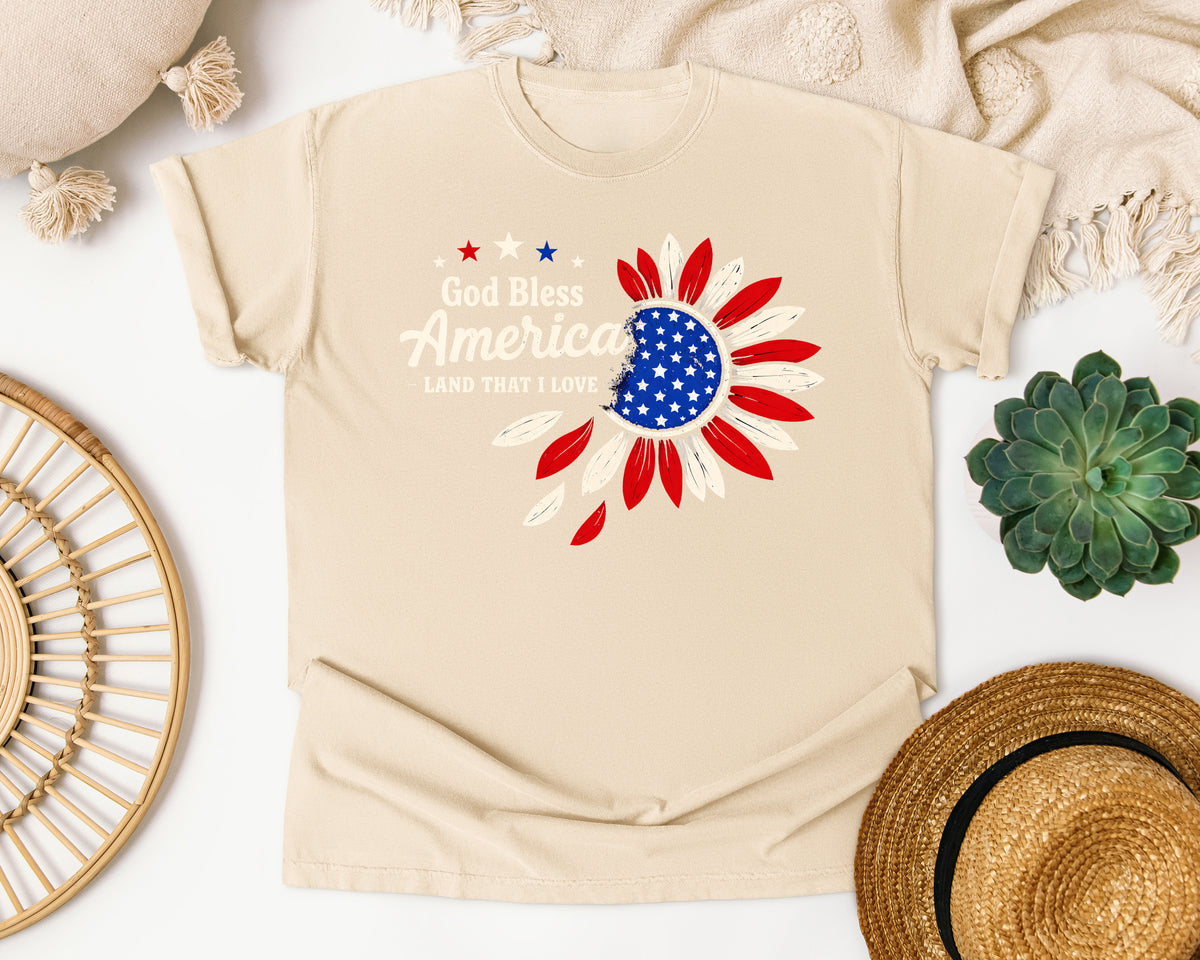 God Bless America Land That I Love Red graphic tee in Ivory